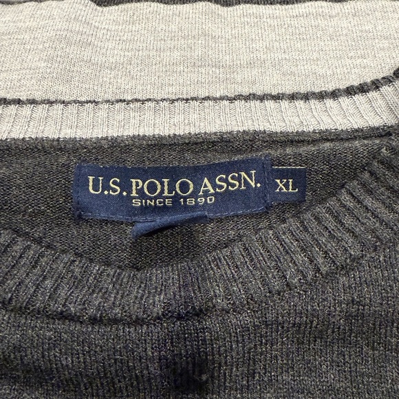 U.S. Polo Assn. Men's Crewneck Sweater - Charcoal, Orange, and Light Gray - Picture 4 of 4